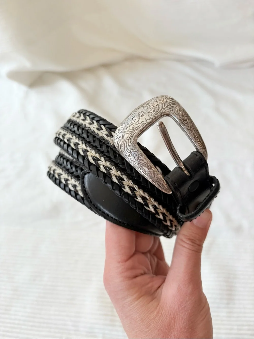 Justin Western Braided Black Leather Belt - Picture 2 of 15